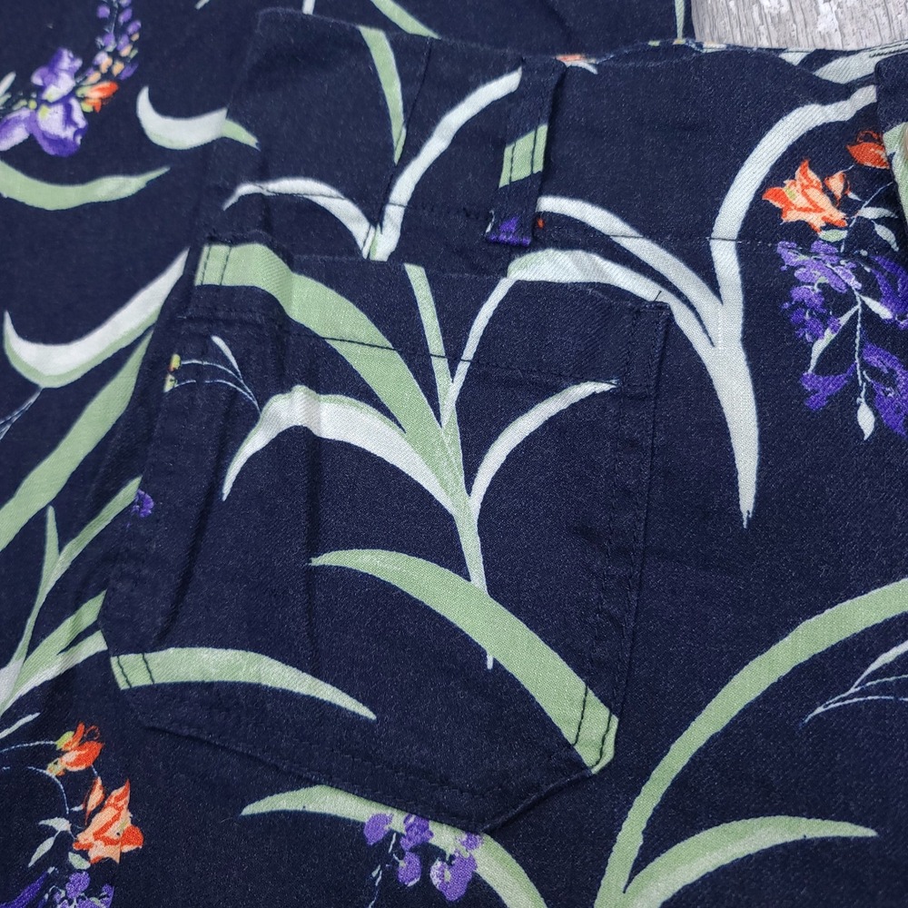 Maeve Anthropologie Colette Pants Womens 28 Navy Blue Floral Wide Leg High Rise - Picture 5 of 9